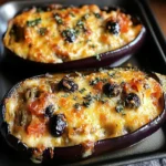 Aubergines gratinées mozzarella olives