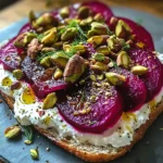 Feta battue, betteraves, pistaches