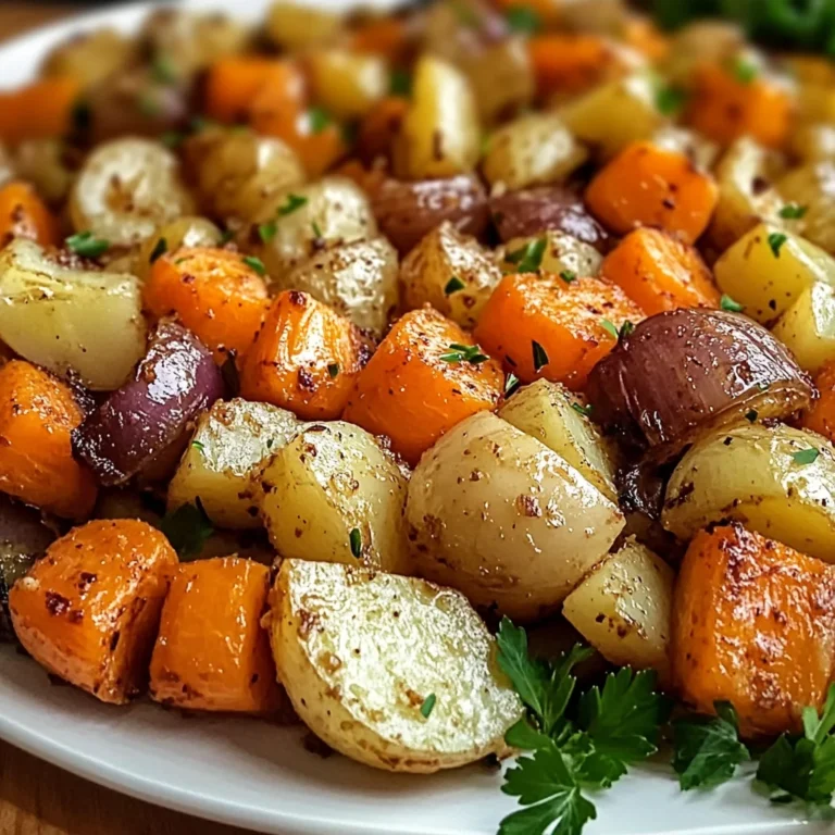 Oignons, Carottes et Pommes de Terre Rôtis au Four