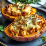 Patate douce farcie au poulet