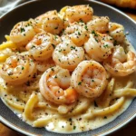 Pâtes crémeuses ail crevettes