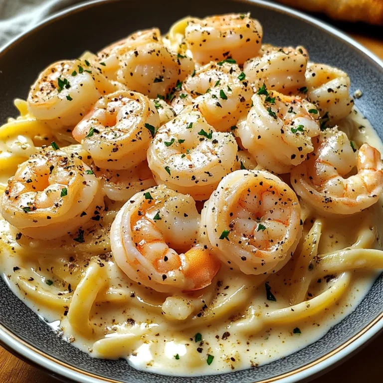 Pâtes crémeuses ail crevettes