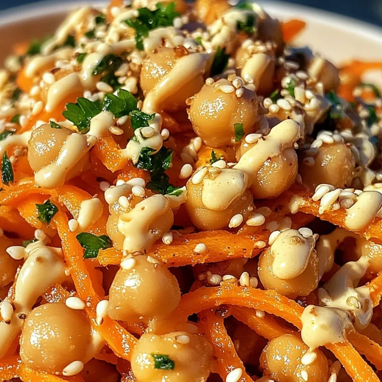 Salade de Carottes Épiciées et de Pois Chiches avec Sauce Tahini 