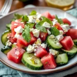 Salade de pastèque, concombre et feta