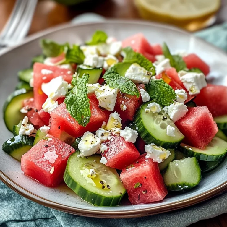 Salade de pastèque, concombre et feta