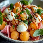 Salade melon jambon de poulet mozzarella