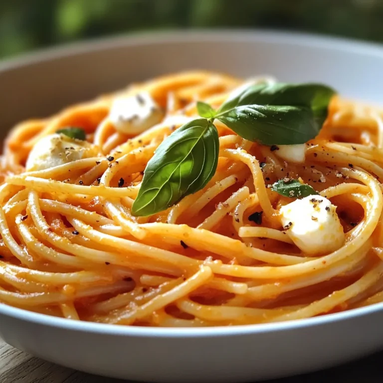 Spaghetti à la Crème de Poivron Rouge et Mozzarella