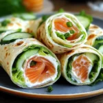 Wraps au fromage frais, concombre et saumon fumé