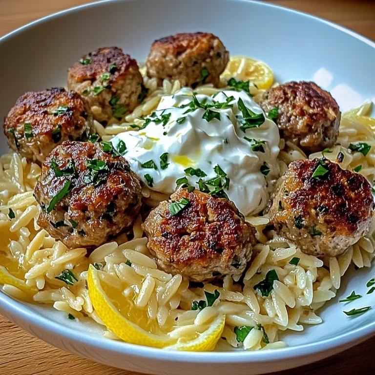 Boulettes Grecques & Orzo Citronné avec Crème de Feta