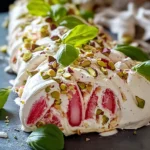 Pavlova roulée rhubarbe mascarpone