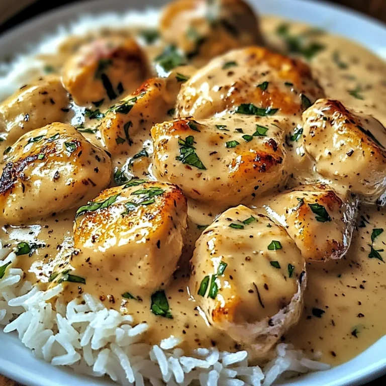 Poulet crémeux et riz en sauce